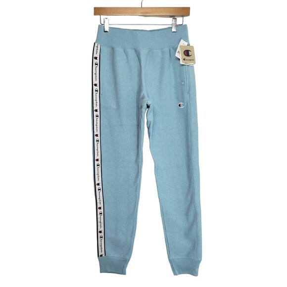 Champion Pants - CHAMPION Nwt Reverse Weave Sweatpants XS Light Blue Logo Spellout Tape on Side